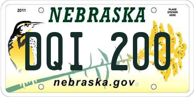 NE license plate DQI200