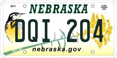 NE license plate DQI204