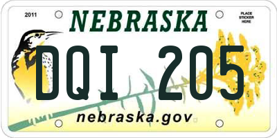 NE license plate DQI205