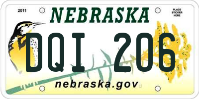 NE license plate DQI206