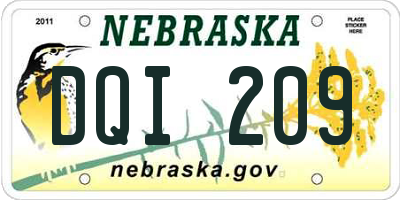 NE license plate DQI209