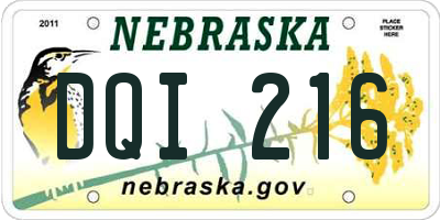 NE license plate DQI216