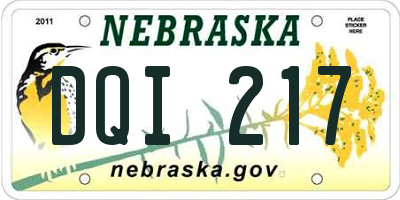 NE license plate DQI217