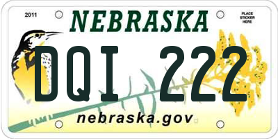 NE license plate DQI222