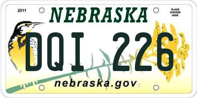NE license plate DQI226