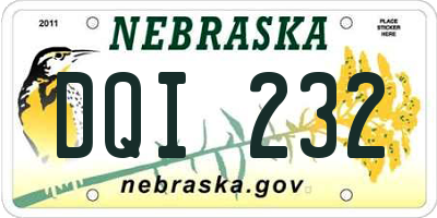 NE license plate DQI232