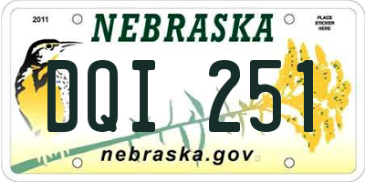 NE license plate DQI251