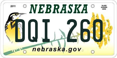 NE license plate DQI260