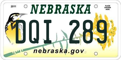 NE license plate DQI289