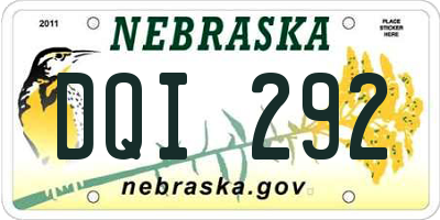 NE license plate DQI292