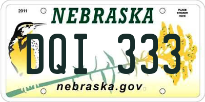 NE license plate DQI333
