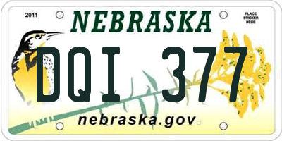 NE license plate DQI377