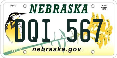NE license plate DQI567