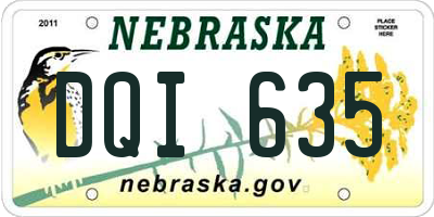 NE license plate DQI635
