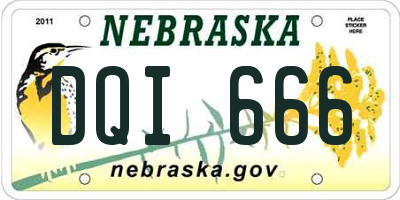 NE license plate DQI666