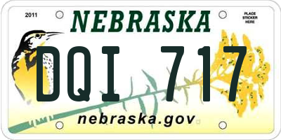 NE license plate DQI717