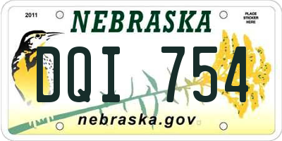 NE license plate DQI754