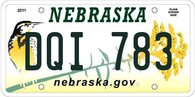 NE license plate DQI783