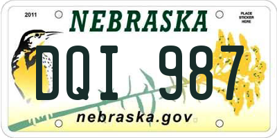 NE license plate DQI987