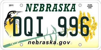NE license plate DQI996