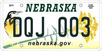 NE license plate DQJ003