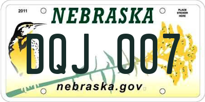 NE license plate DQJ007