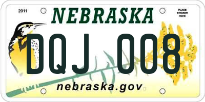 NE license plate DQJ008