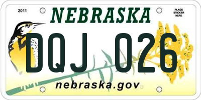 NE license plate DQJ026