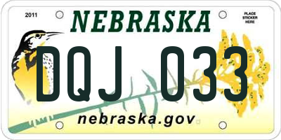 NE license plate DQJ033