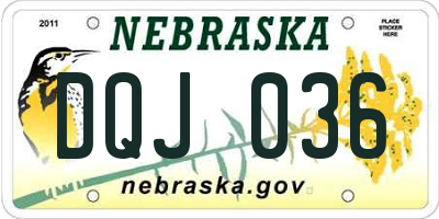NE license plate DQJ036
