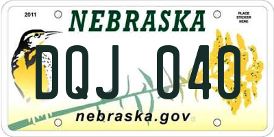 NE license plate DQJ040