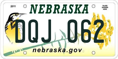 NE license plate DQJ062