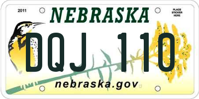 NE license plate DQJ110