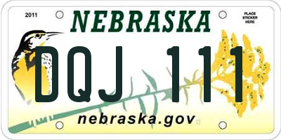 NE license plate DQJ111