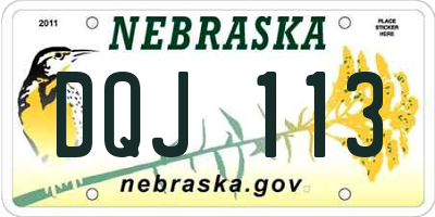 NE license plate DQJ113