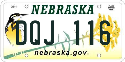 NE license plate DQJ116