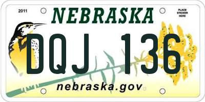 NE license plate DQJ136