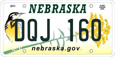 NE license plate DQJ160