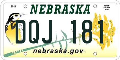 NE license plate DQJ181