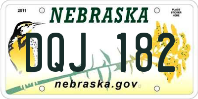 NE license plate DQJ182