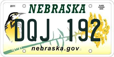 NE license plate DQJ192