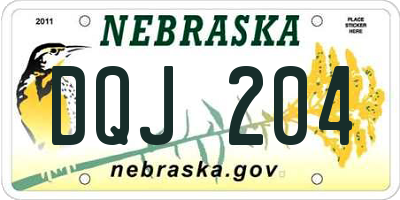 NE license plate DQJ204
