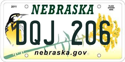 NE license plate DQJ206