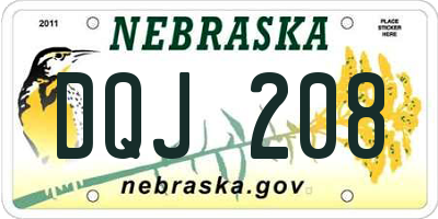 NE license plate DQJ208