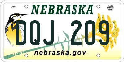 NE license plate DQJ209