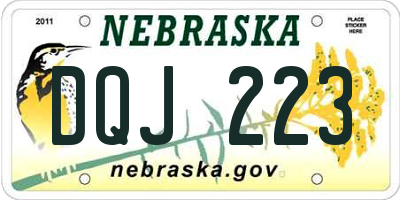 NE license plate DQJ223