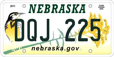 NE license plate DQJ225