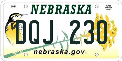 NE license plate DQJ230