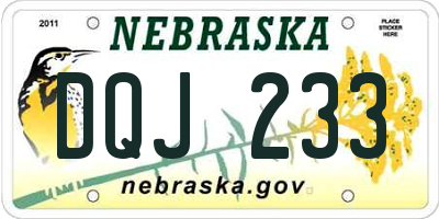 NE license plate DQJ233