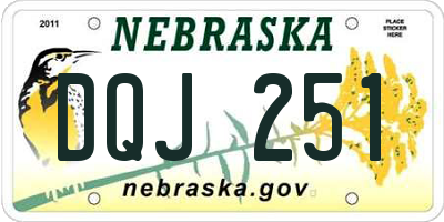 NE license plate DQJ251